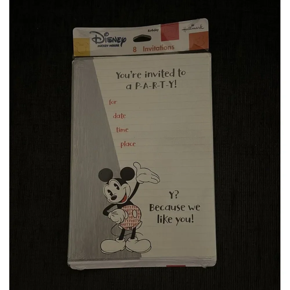 Vintage Disney Hallmark Mickey Mouse Party Invitations - 32 Total - NEW